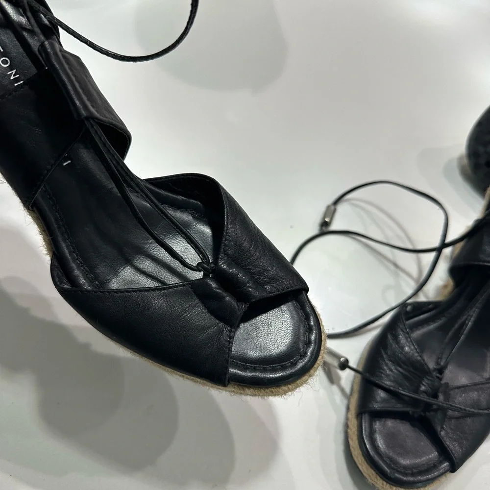 ANTONIO‎ MELANI Black Espadrille Shoes with Strappy Design